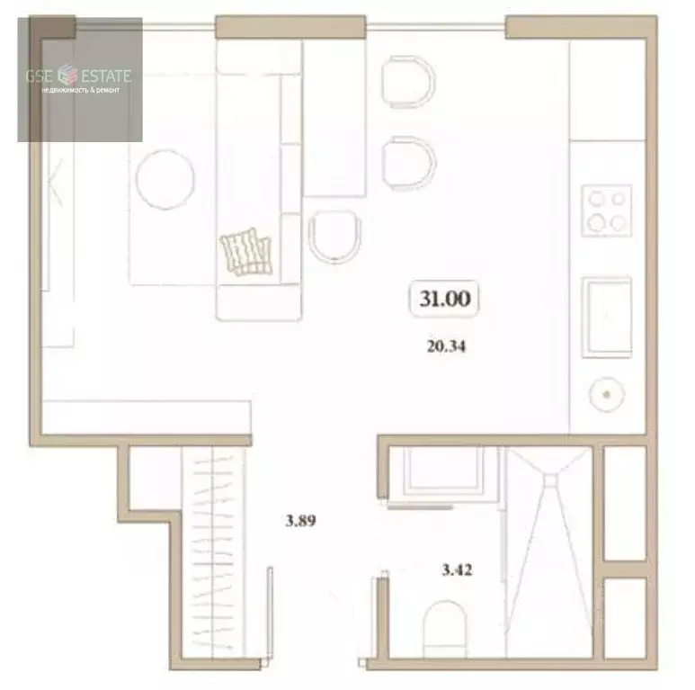Студия Краснодарский край, Анапа ул. Толстого, 27 (31.0 м) - Фото 0