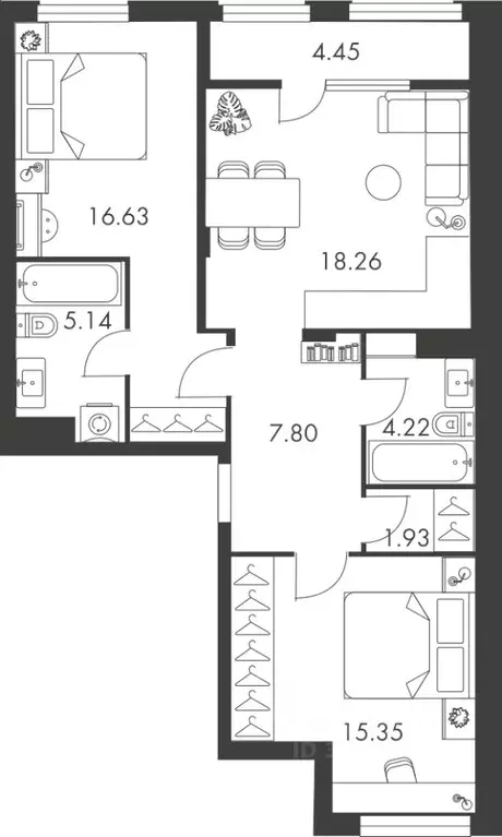 2-к кв. Тульская область, Тула ул. Карпова, 103А (73.78 м) - Фото 0