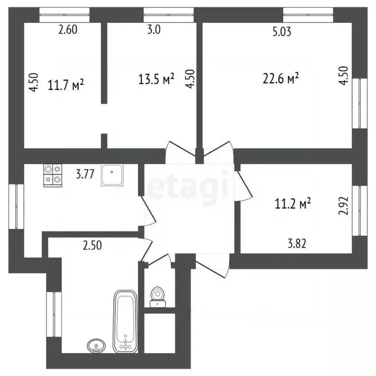 5-к кв. Владимирская область, Муром Красноармейская ул., 5 (93.0 м) - Фото 1