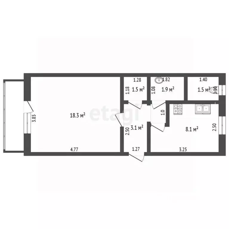 1-к кв. Костромская область, Буй ул. Пионеров, 7 (34.2 м) - Фото 2