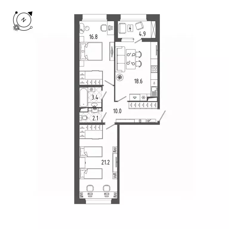 2-к кв. Санкт-Петербург Белоостровская ул., 28 (75.0 м) - Фото 0