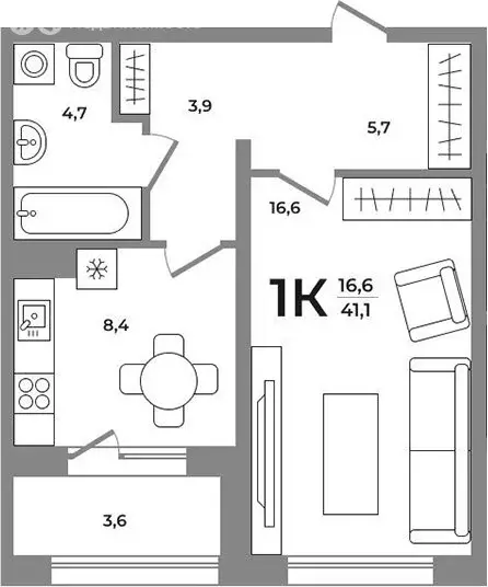 1-комнатная квартира: Новосибирск, Беловежская улица, 1С (41 м) - Фото 0