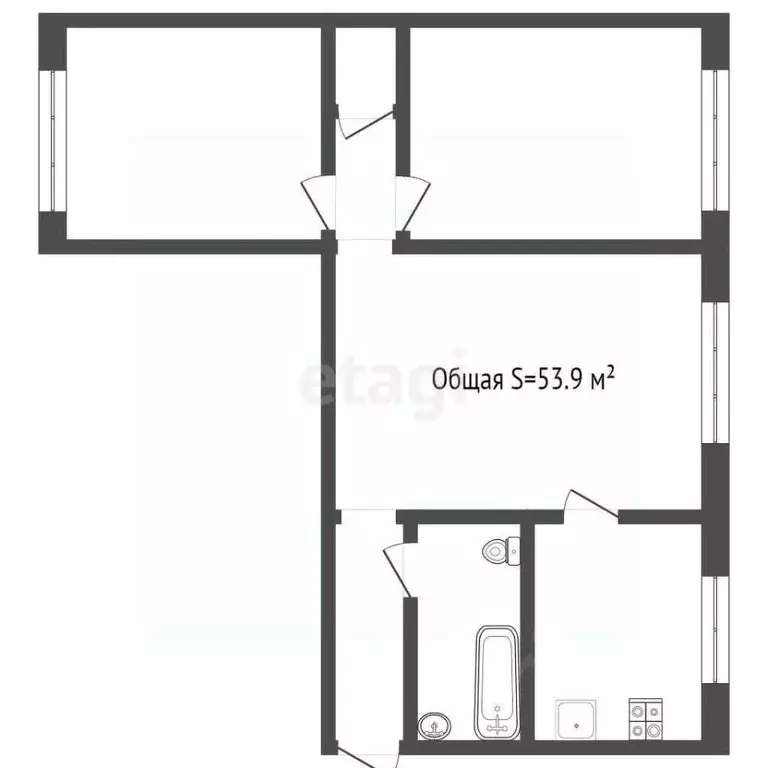 3-к кв. Кемеровская область, Кемерово ул. Гагарина, 138 (53.9 м) - Фото 2