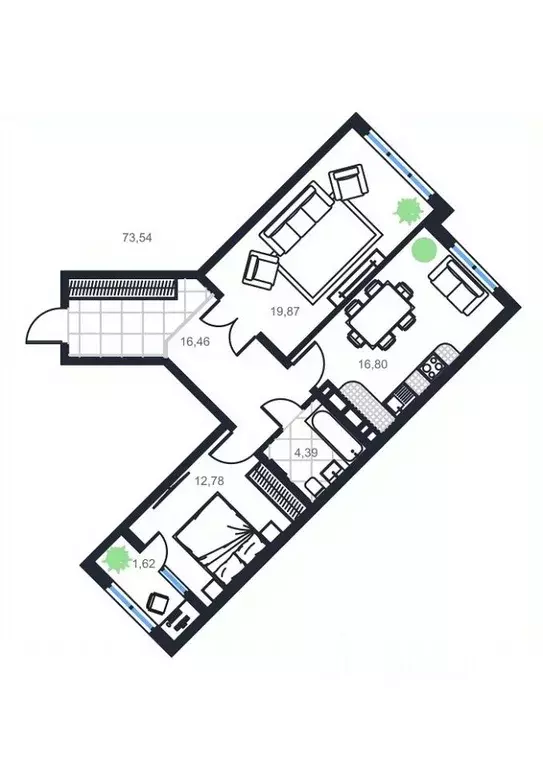2-к кв. Дагестан, Каспийск просп. Акулиничева (73.54 м) - Фото 0