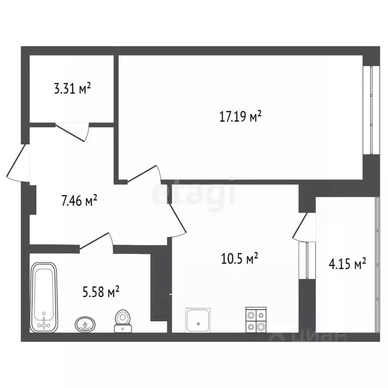 1-к кв. Нижегородская область, Нижний Новгород Деловая ул., 22 (47.9 ... - Фото 2