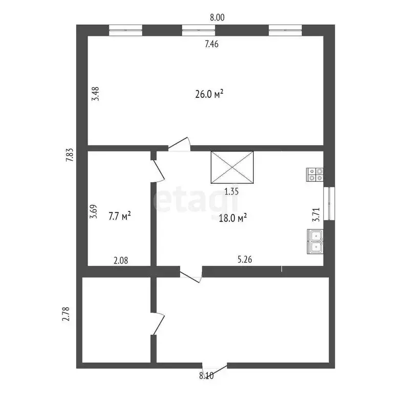Дом в село Новоатьялово, Школьная улица (51.7 м) - Фото 1