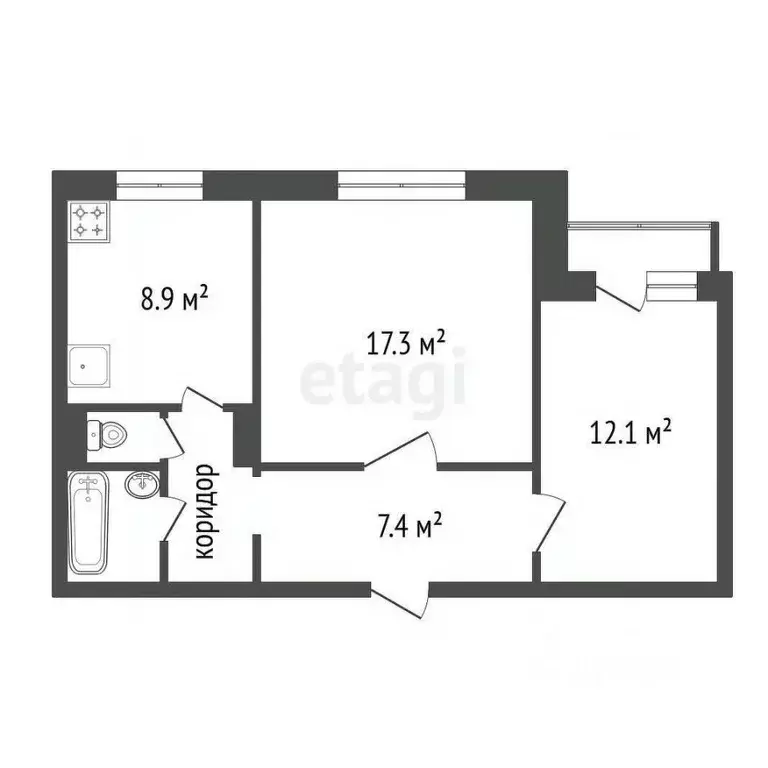 2-к кв. Красноярский край, Красноярск Судостроительная ул., 127 (53.6 ... - Фото 1