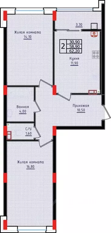 2-к кв. Ставропольский край, Ставрополь ул. Якова Андрюшина, 6 (62.2 ... - Фото 0