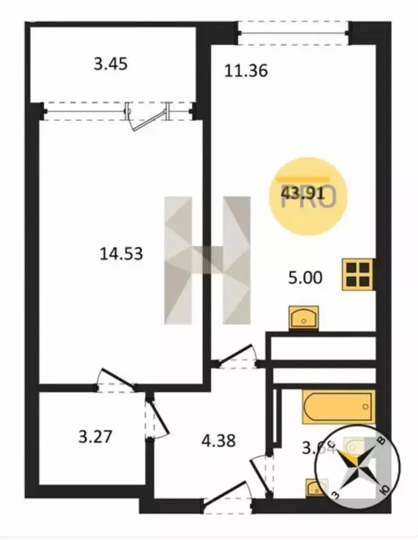 2-комнатная квартира: Уфа, улица Сагита Агиша, 19 (43 м) - Фото 0