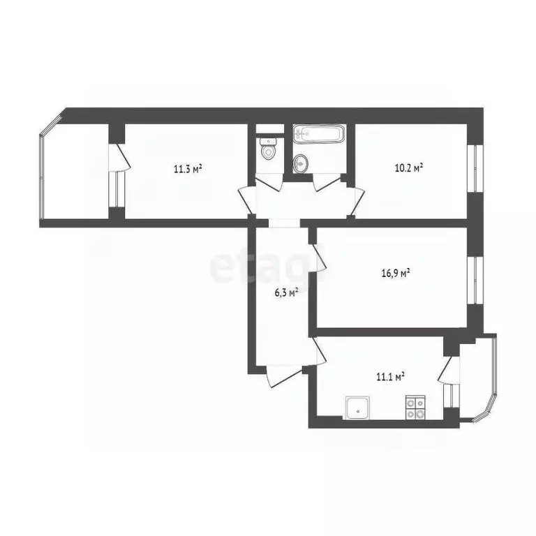3-к кв. Омская область, Омск ул. 21-я Амурская, 43 (62.7 м) - Фото 1