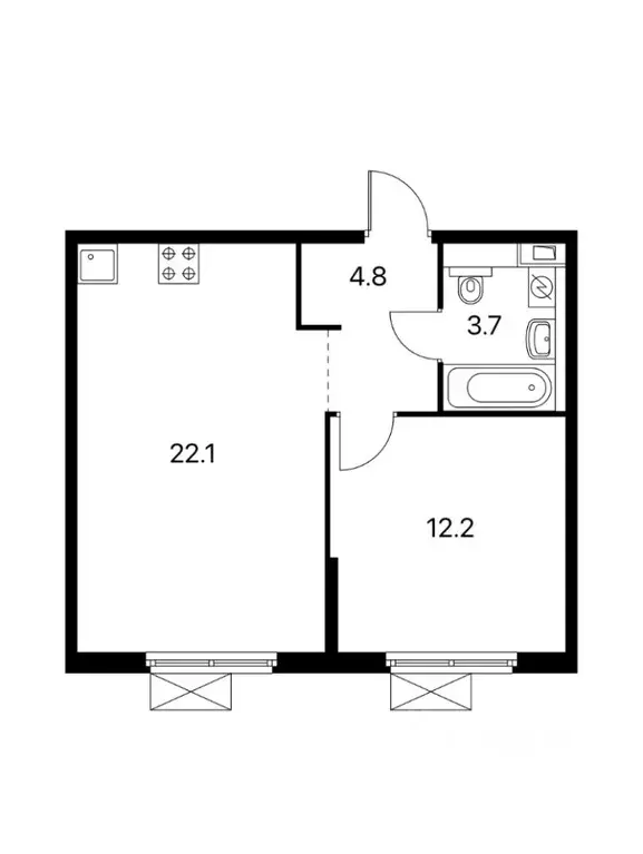 1-к кв. Москва Инициативная ул., 8К2 (42.0 м) - Фото 1