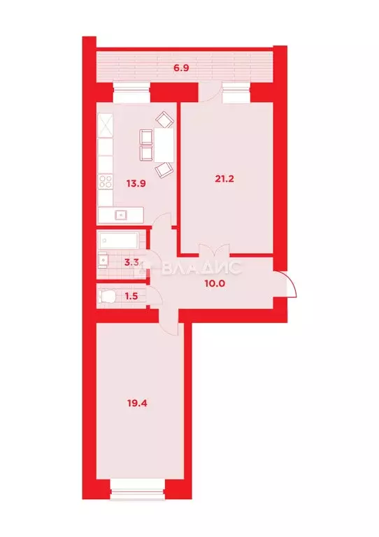 2-комнатная квартира: Благовещенск, Заводская улица, 2/4 (75 м) - Фото 0