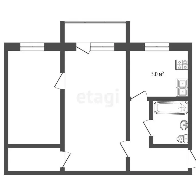 2-комнатная квартира: Луховицы, улица Воробьёва, 2/11 (42.3 м) - Фото 1