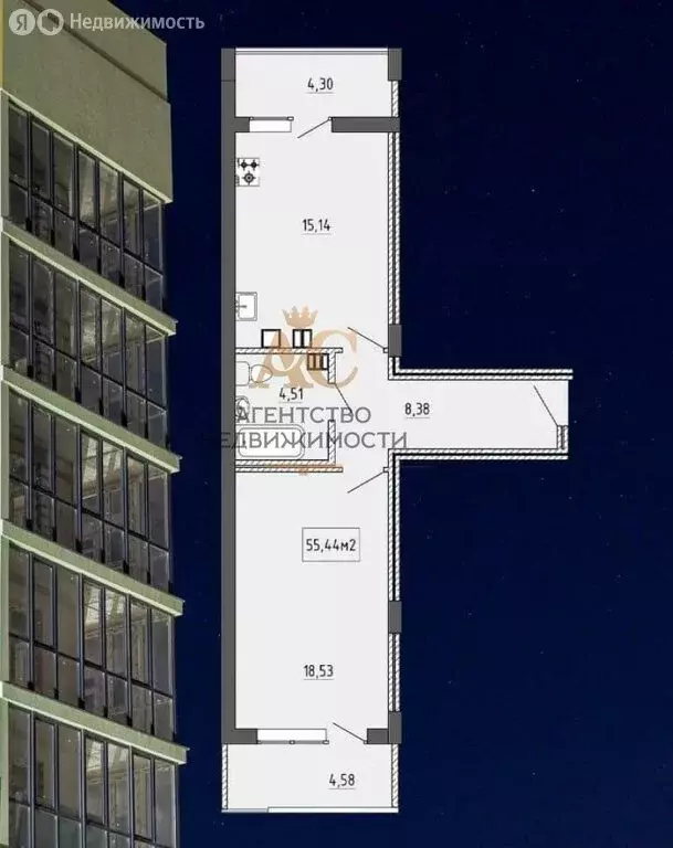 1-комнатная квартира: Феодосия, улица Грина, 43 (55 м) - Фото 1