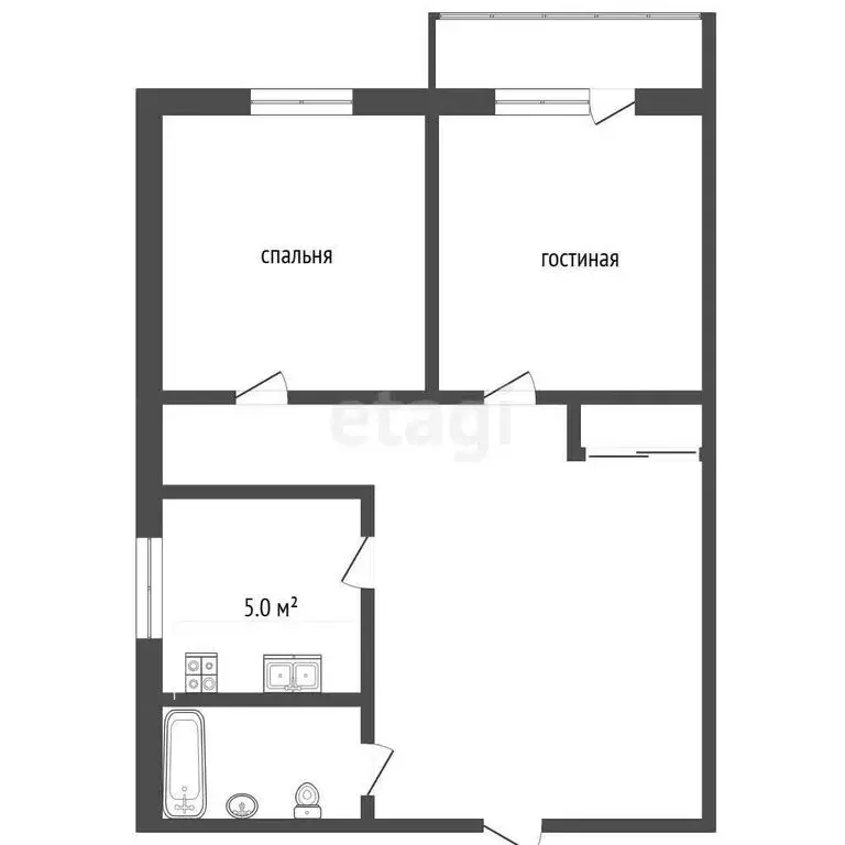 2-комнатная квартира: Ижевск, улица Циолковского, 13 (40 м) - Фото 1