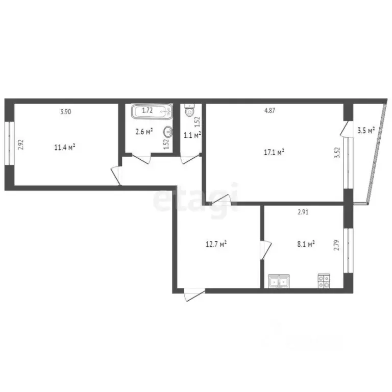2-к кв. Ханты-Мансийский АО, Сургут просп. Ленина, 65/3 (51.6 м) - Фото 2