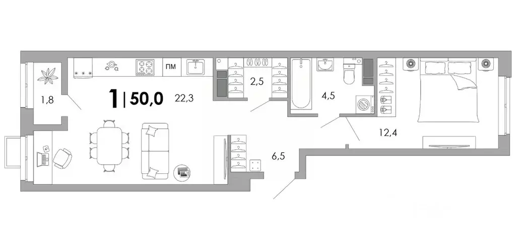1-к кв. Владимирская область, Владимир Уно жилой комплекс (50.0 м) - Фото 1