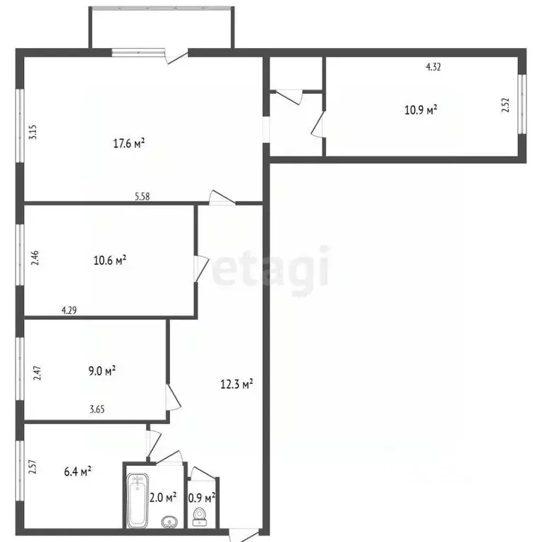 4-к кв. Санкт-Петербург просп. Наставников, 5К3 (72.6 м) - Фото 1