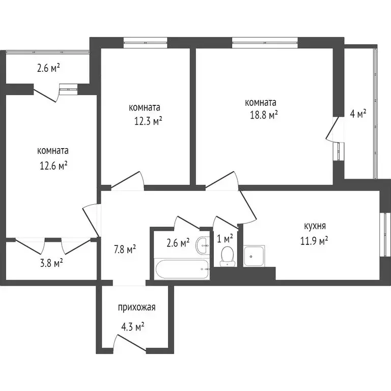 3-комнатная квартира: Красноярск, Свердловская улица, 13 (59 м) - Фото 1