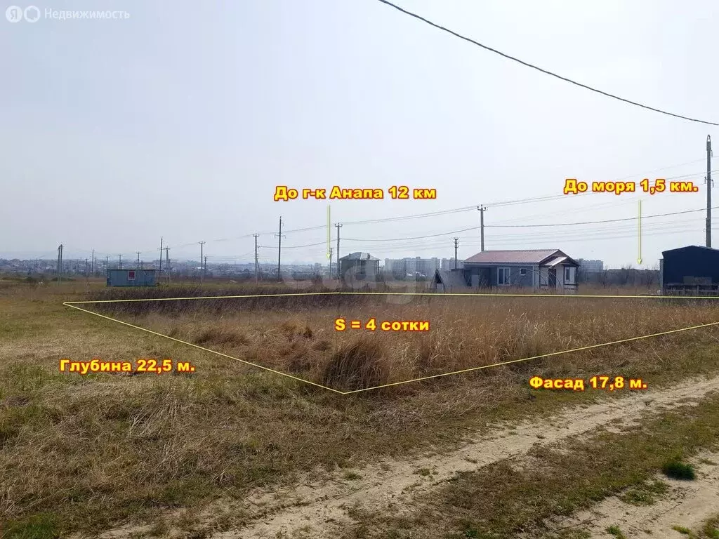 Участок в Краснодарский край, муниципальный округ Анапа, село Витязево ... - Фото 1