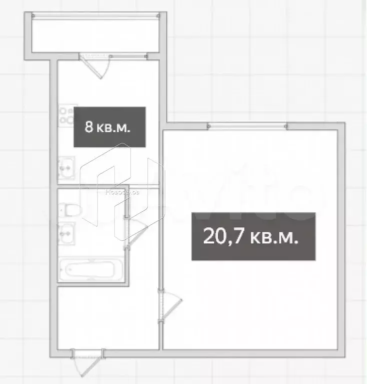 1-к. квартира, 39,1 м, 9/10 эт. - Фото 0