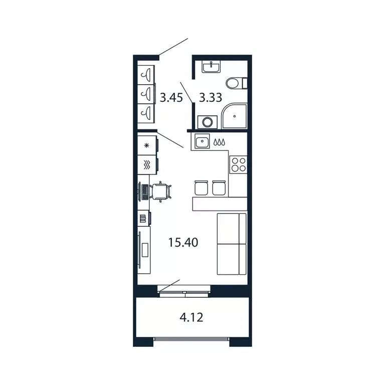 Квартира-студия: город Новоселье, Центральная улица, 30к1 (21.9 м) - Фото 1