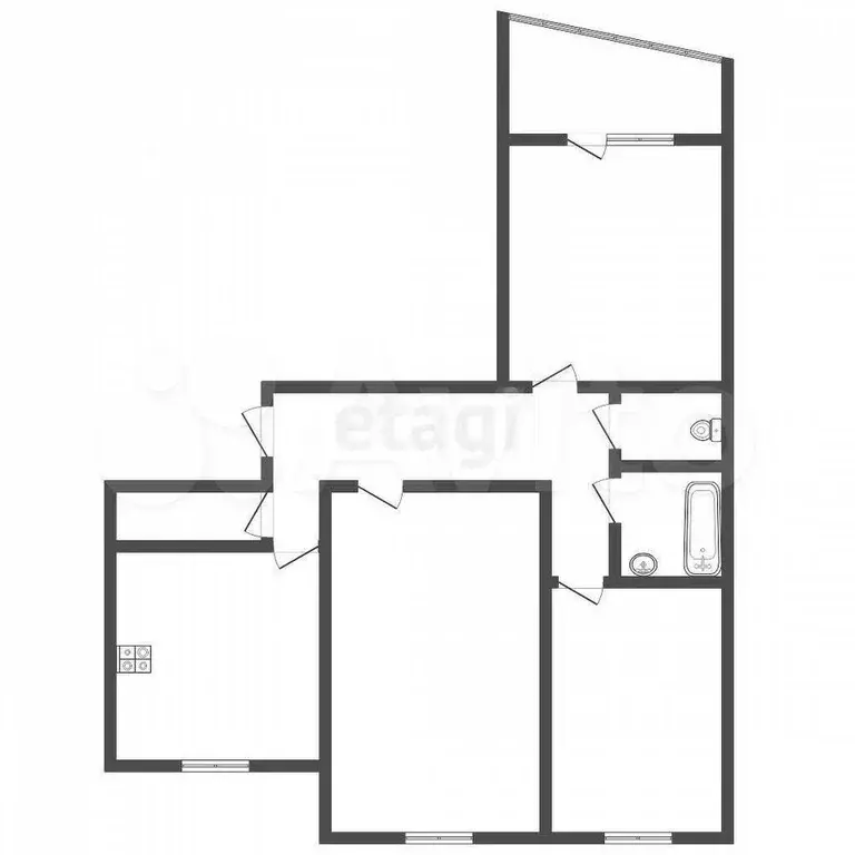 3-к. квартира, 64,6 м, 2/9 эт. - Фото 0