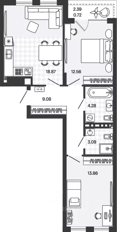 2-к кв. Калининградская область, Гурьевский муниципальный округ, пос. ... - Фото 1