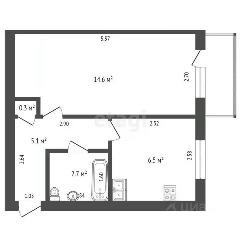 1-к кв. Крым, Красноперекопск 2-й мкр, 20 (29.2 м) - Фото 1