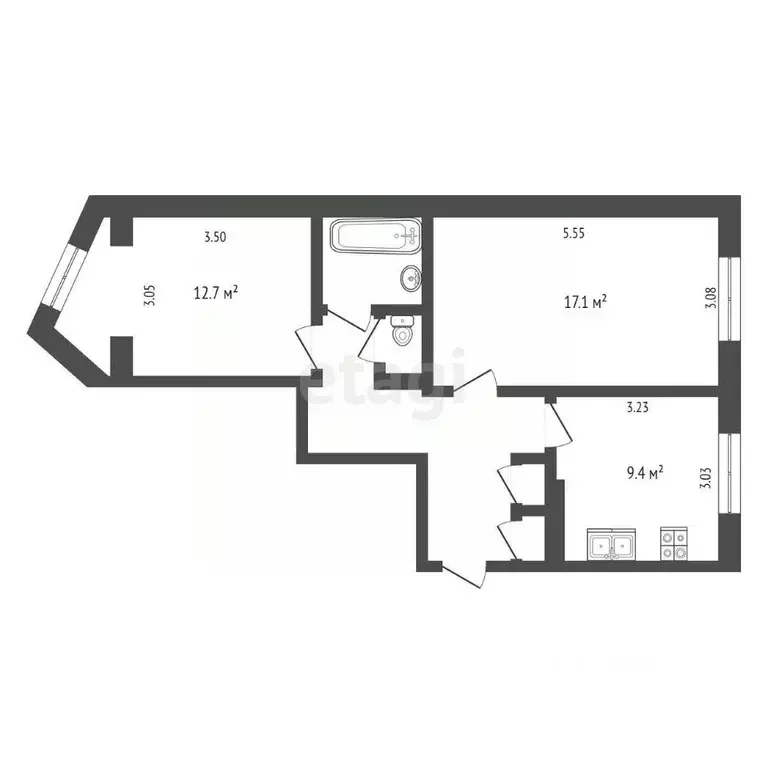 2-к кв. Камчатский край, Вилючинск Центральный мкр, 16 (55.1 м) - Фото 2