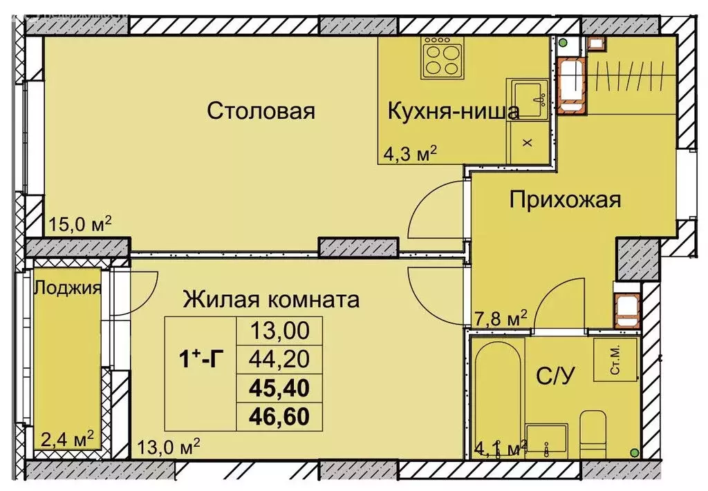 1-комнатная квартира: Нижний Новгород, 1-я Оранжерейная улица, 24А ... - Фото 0