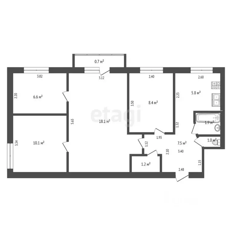 4-к кв. Забайкальский край, Чита ул. Горького, 55 (60.9 м) - Фото 1