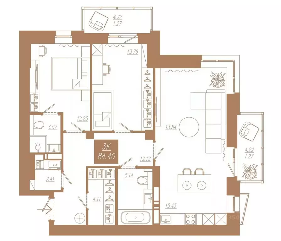 3-к кв. Красноярский край, Красноярск ул. 3-я Краснодарская (84.4 м) - Фото 0