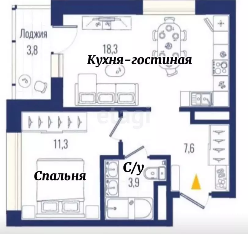 1-к кв. Приморский край, Владивосток Кизлярская ул., 3 (43.4 м) - Фото 1