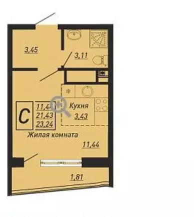 Продаётся квартира-студия, 23.24 м - Фото 1