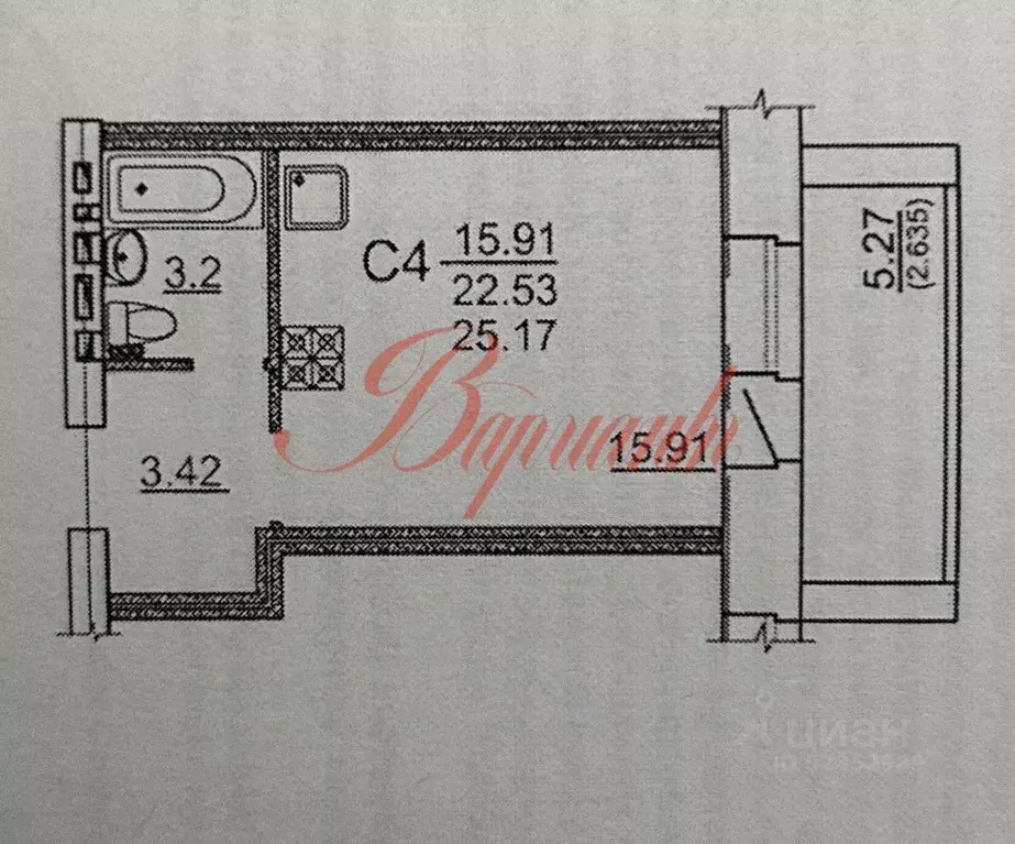 Студия Архангельская область, Северодвинск просп. Победы, 8 (22.5 м) - Фото 2