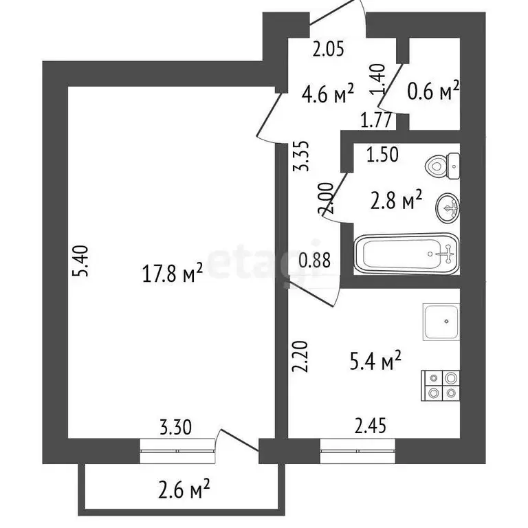 1-комнатная квартира: Ишим, улица Рокоссовского, 15А (31.2 м) - Фото 0