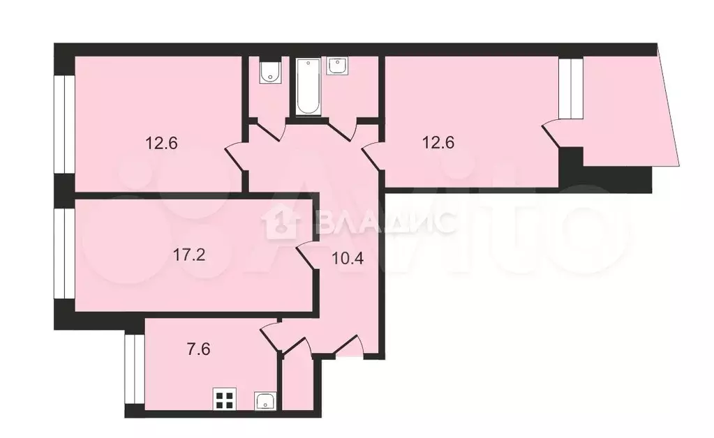 3-к. квартира, 65,8 м, 3/9 эт. - Фото 0