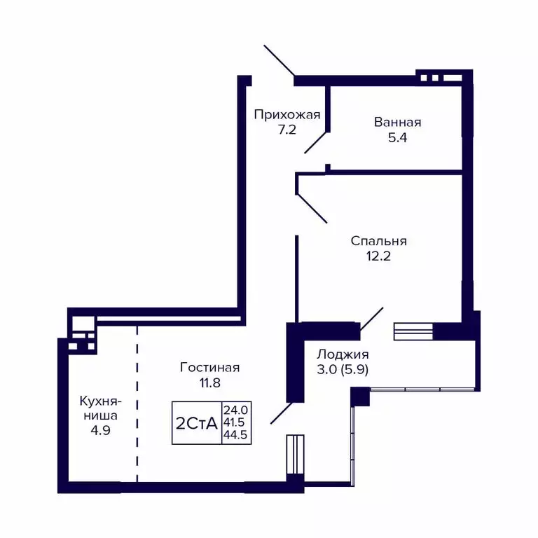 2-комнатная квартира: Новосибирск, улица Коминтерна, 1с (44.5 м) - Фото 0