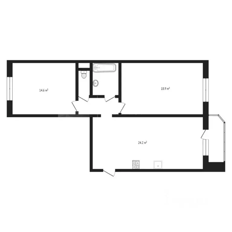 2-к кв. Тюменская область, Тюмень ул. Федюнинского, 56к1 (67.4 м) - Фото 1