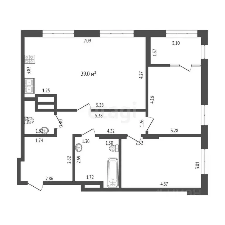 2-к кв. Тюменская область, Тюмень ул. Мельникайте, 32к1 (85.0 м) - Фото 1