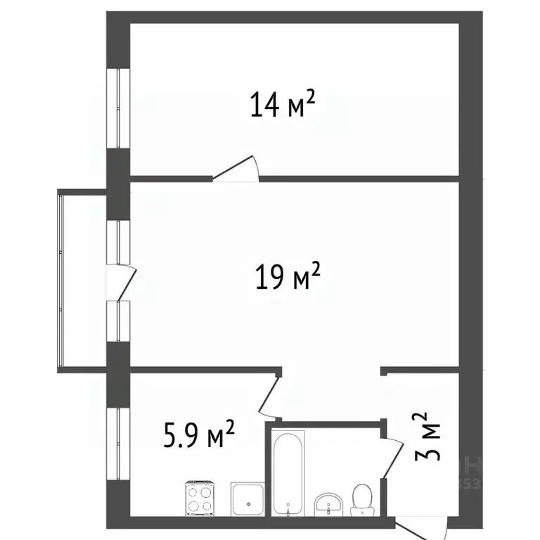 2-к кв. Красноярский край, Красноярск просп. Металлургов, 3 (45.6 м) - Фото 2