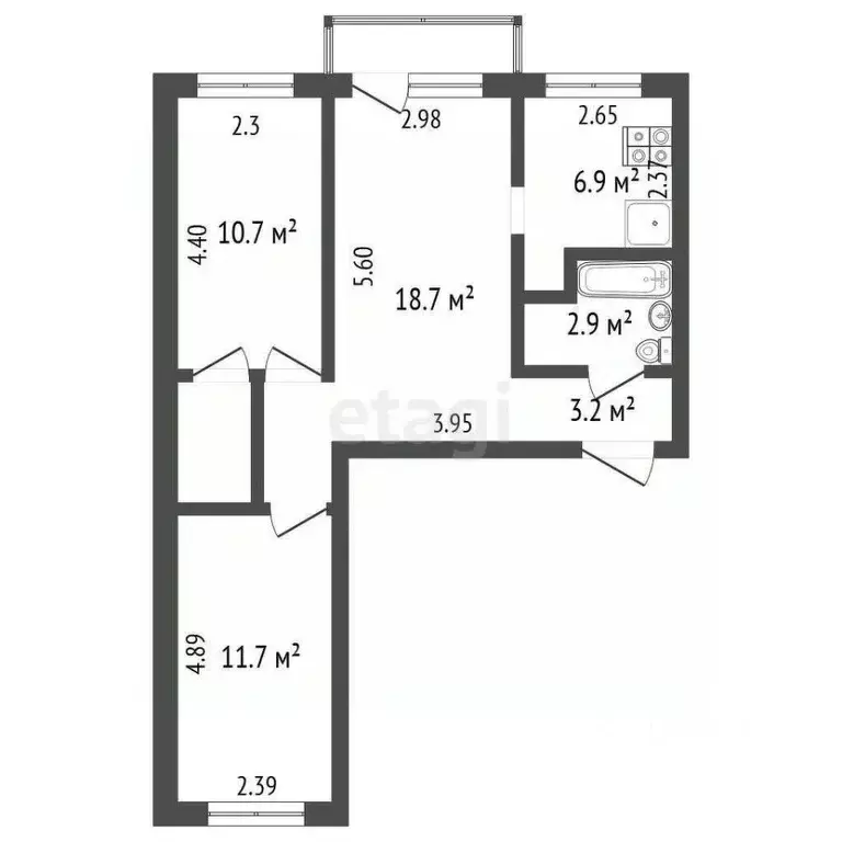 3-к кв. Кемеровская область, Кемерово Космическая ул., 1 (57.6 м) - Фото 1