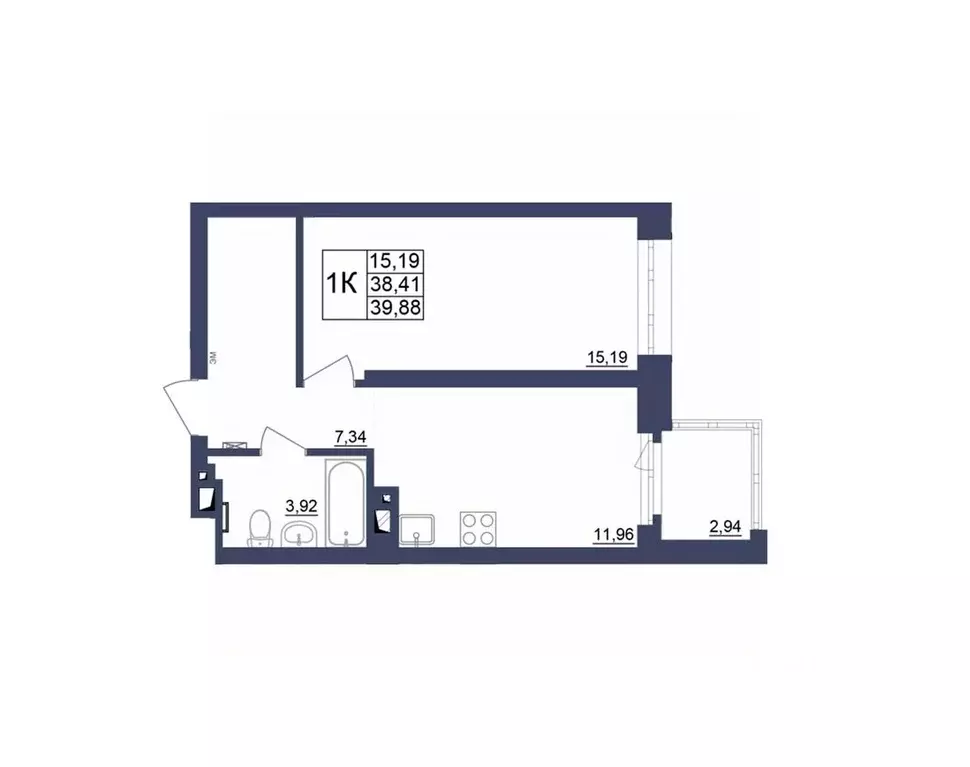 1-к кв. Башкортостан, Уфа Космос жилой комплекс, лит1 (39.88 м) - Фото 1
