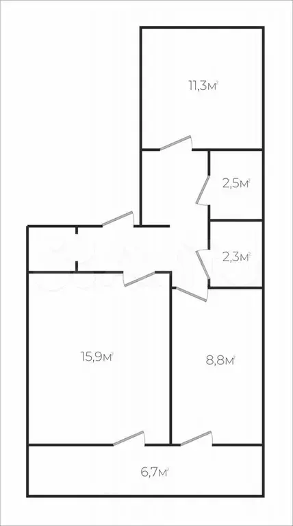 2-к. квартира, 54,6 м, 2/3 эт. - Фото 1