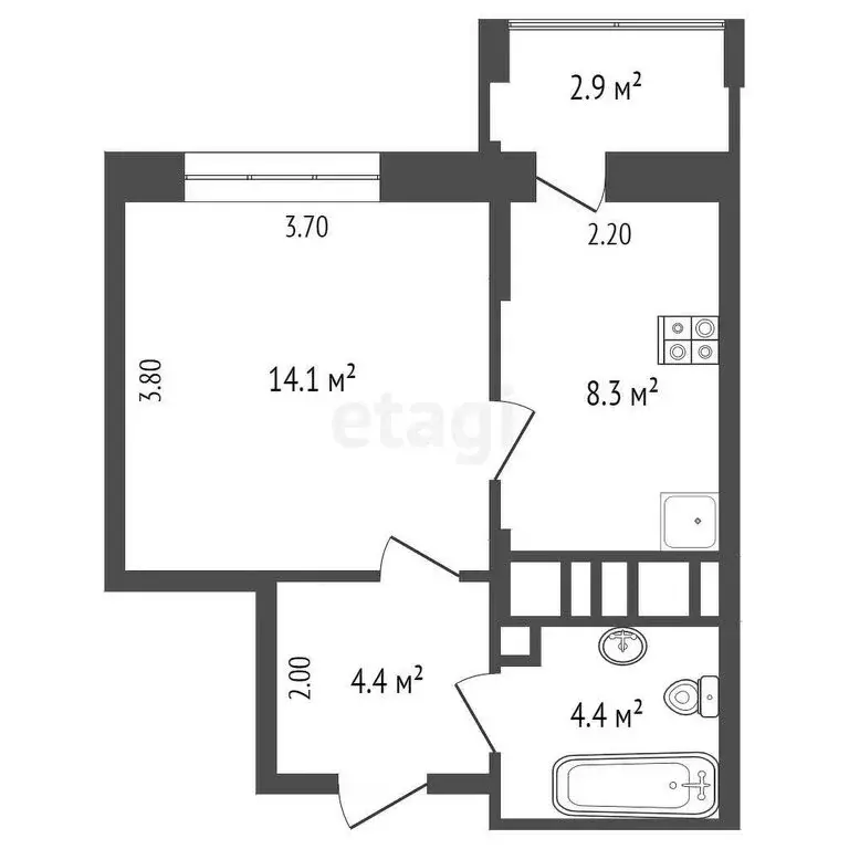 1-комнатная квартира: Калуга, Азаровская улица, 40к3 (31.3 м) - Фото 1