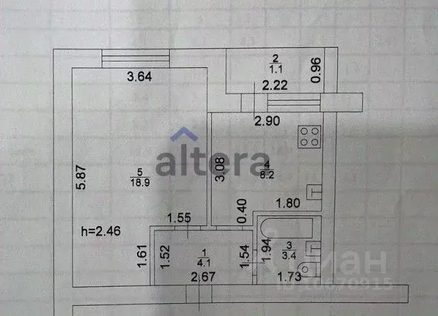 1-к кв. Татарстан, Казань ул. Железнодорожников, 17 (34.6 м) - Фото 2