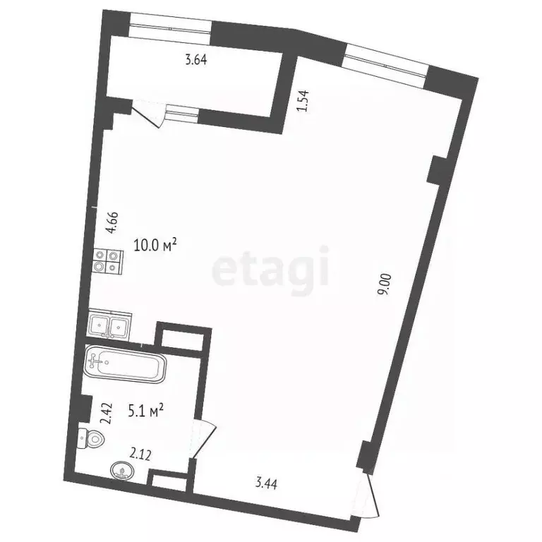 1-к кв. Тюменская область, Тюмень Профсоюзная ул., 56 (50.2 м) - Фото 1