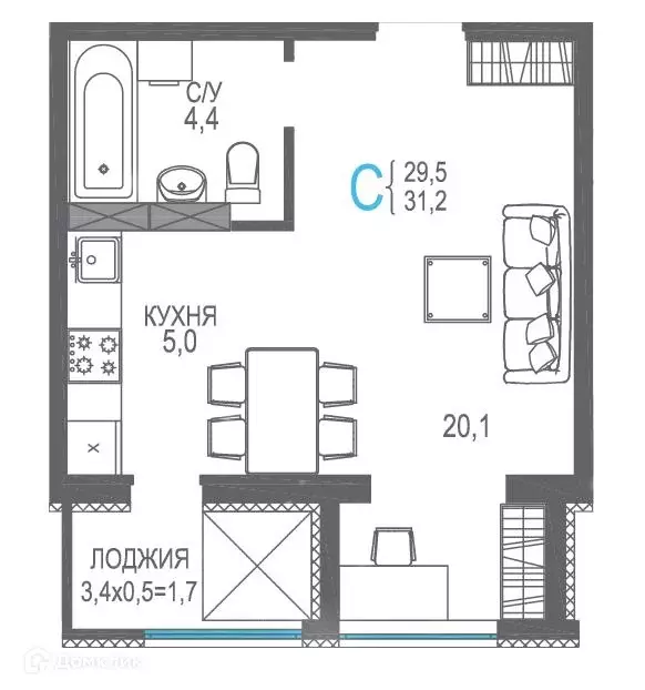 Продаётся квартира-студия, 32.9 м - Фото 0