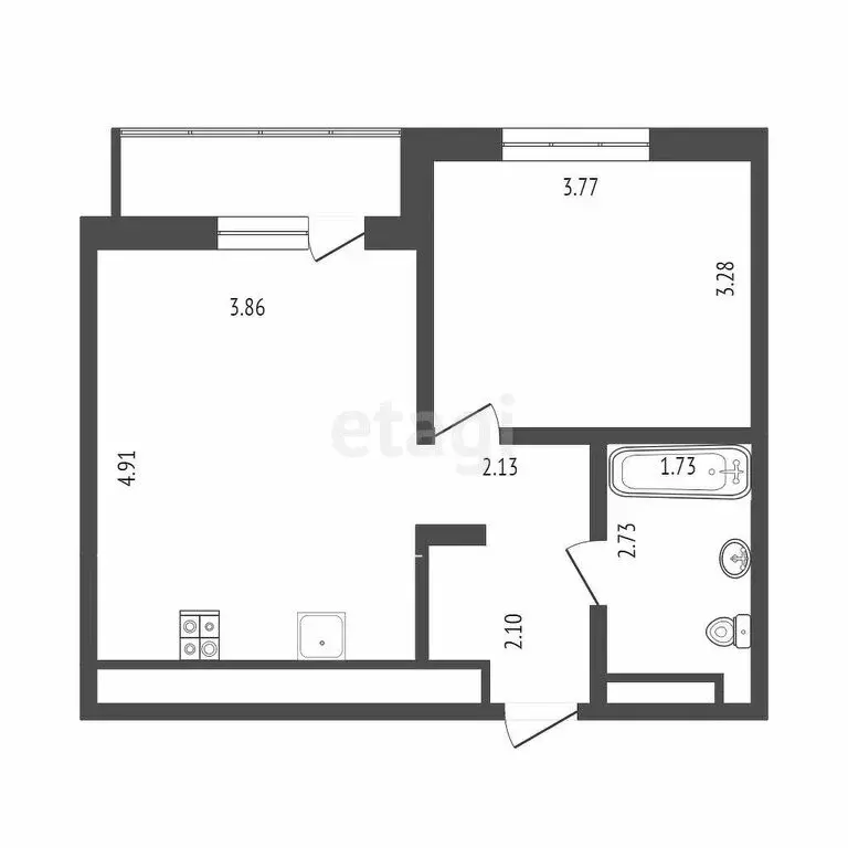 1-комнатная квартира: Тюмень, Героев Сталинградской битвы, 9 (33.8 м) - Фото 0